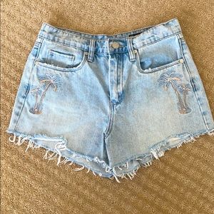 Embroidered Denim Shorts